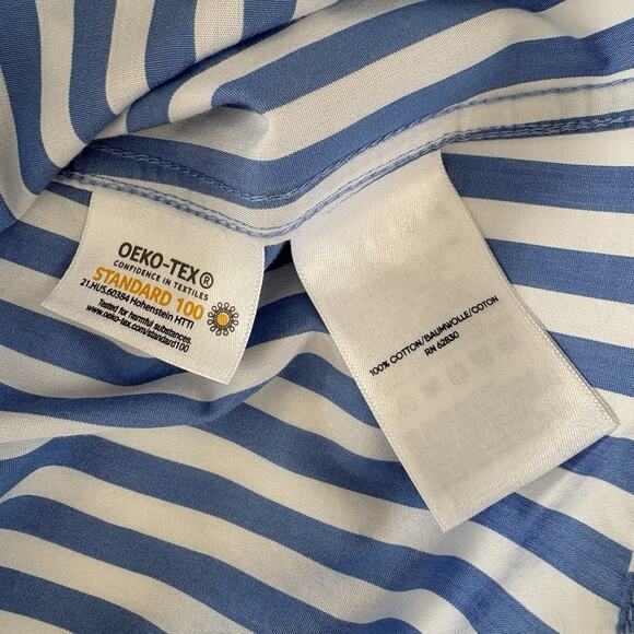 Lands' End Women's Blue & White Striped No Iron Supima Button Down Shirt Size 18 - Picture 7 of 10